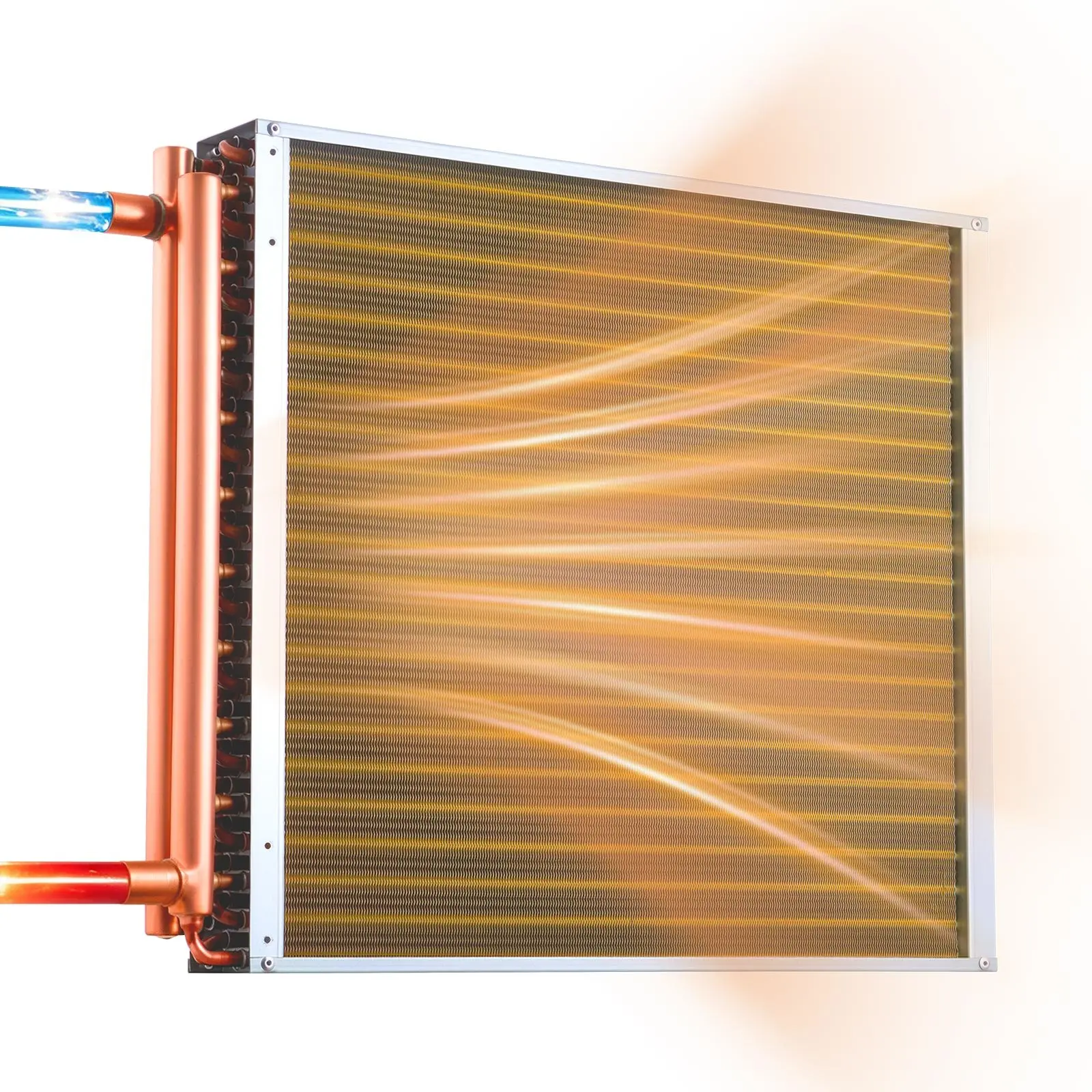 VEVOR Water to Air Heat Exchanger, 22 x 22 in Finned Tube HVAC Heat Exchanger Coil with Copper Tubes & Aluminum Fins, 190K BTU Output for Outdoor Wood Furnace, Hydronic Heating & Cooling Systems