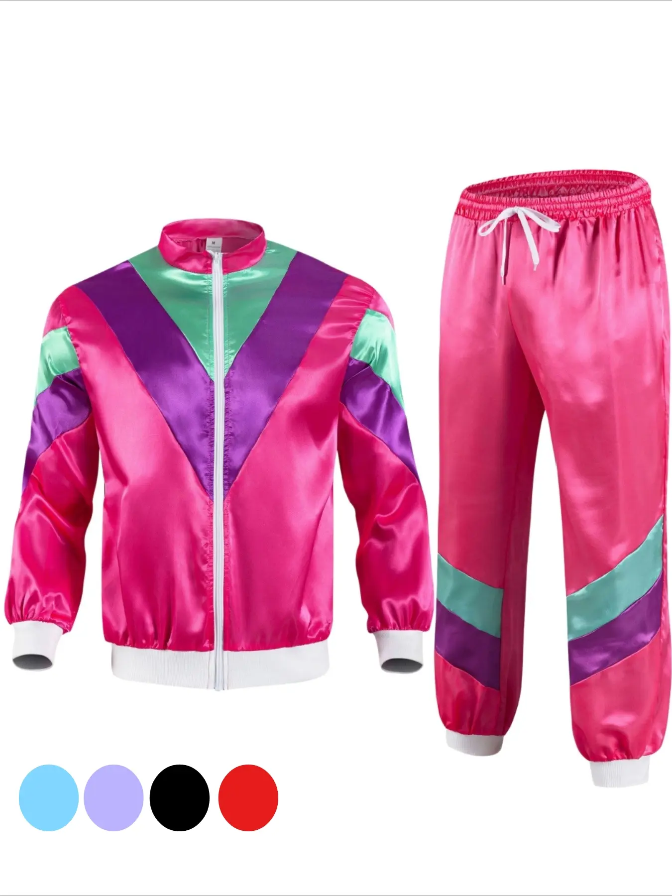 70s Vintage Disco Suit Fitted for Women Full Zip Jacket and Sweatpants Carnival Themed Role-playing Performance Outfit