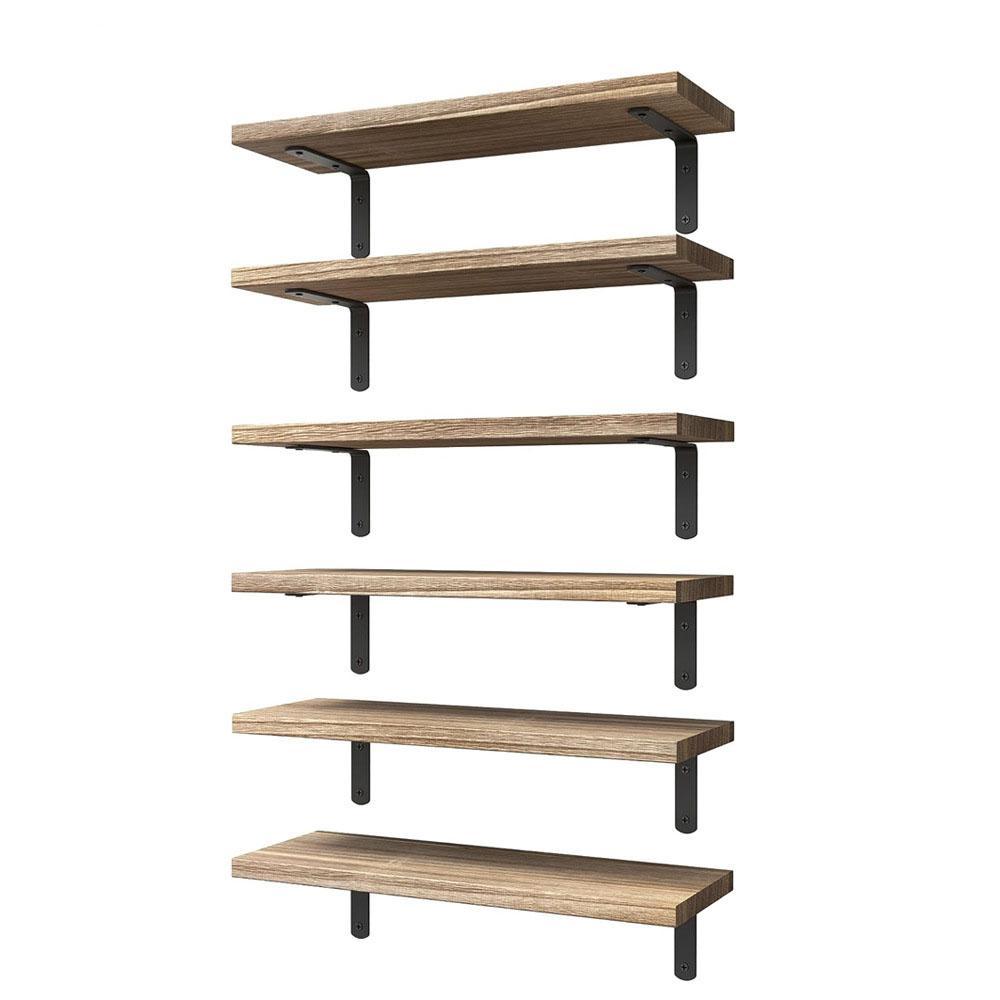 Creative Wall Mounted Shelf, 6 Counts/set Space Saving Wall Shelf, Wooden Wall Shelf, Floating Shelf for Home Living Room Bedroom Bathroom Decor