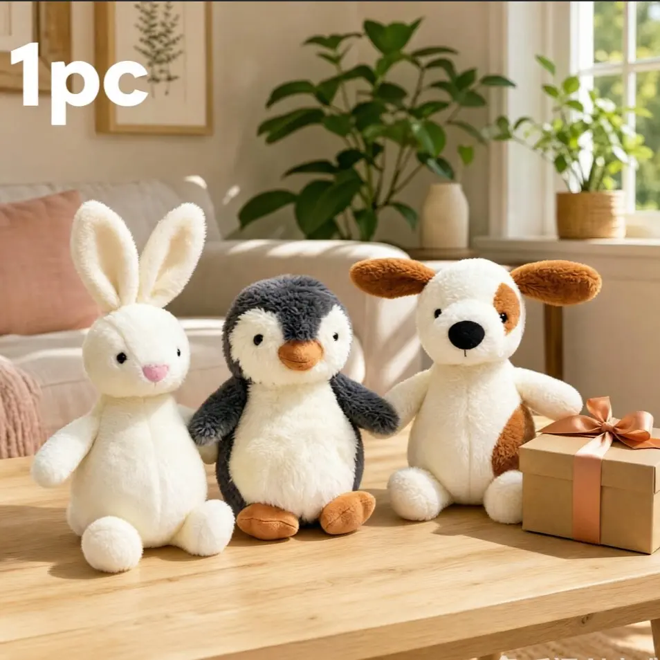 Cute Soft Animal Plush Toys for Kids, Rabbit Pig Penguin Stuffed Animals, Room Decor, Sleep Companion, Multiple Choices Available