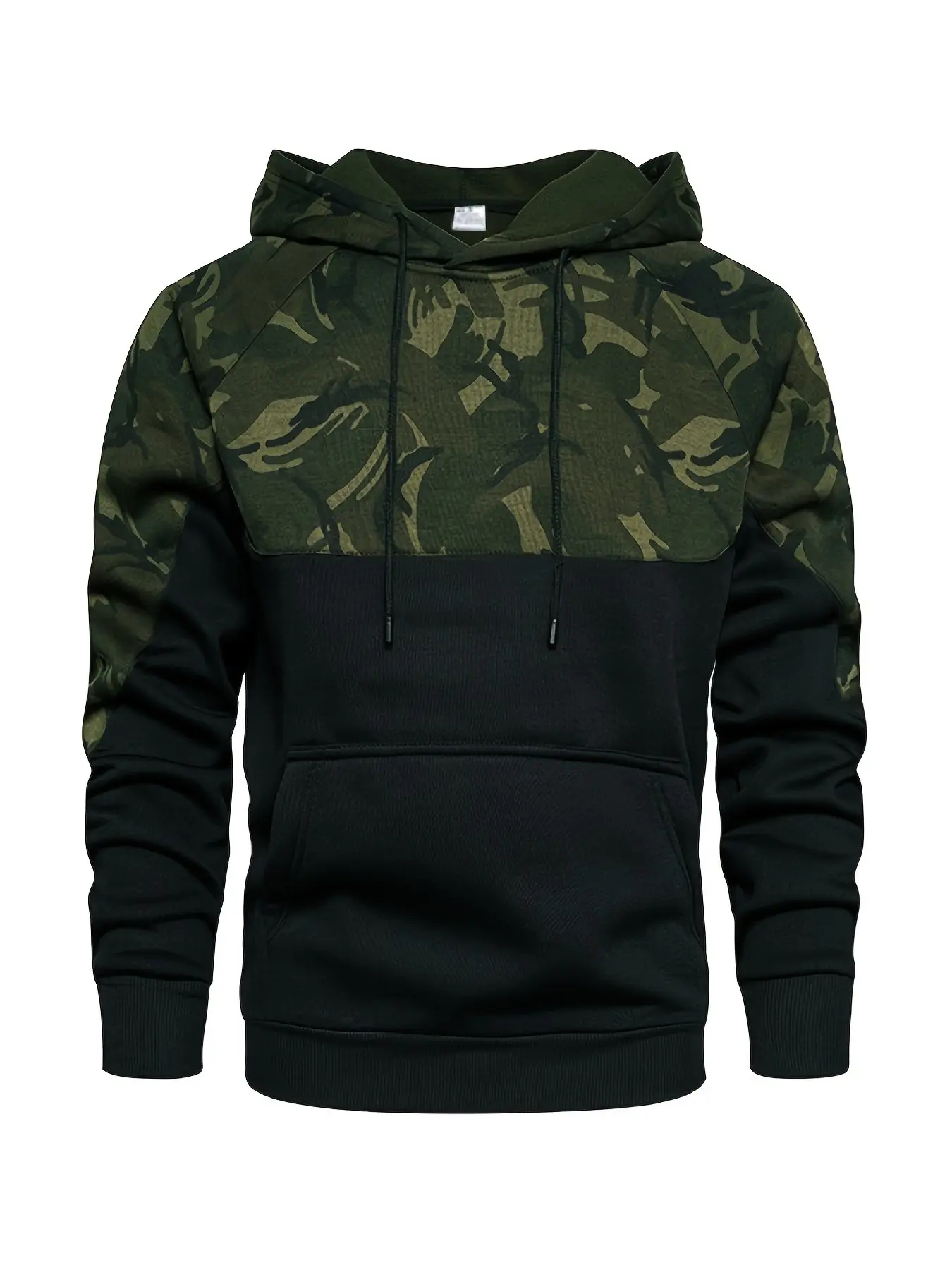Y2K Military Camouflage Patchwork Sweatshirt, Loose Fit Pullover, Hardcore Workwear Casual Style, Daily Outdoor Fishing Hiking Top