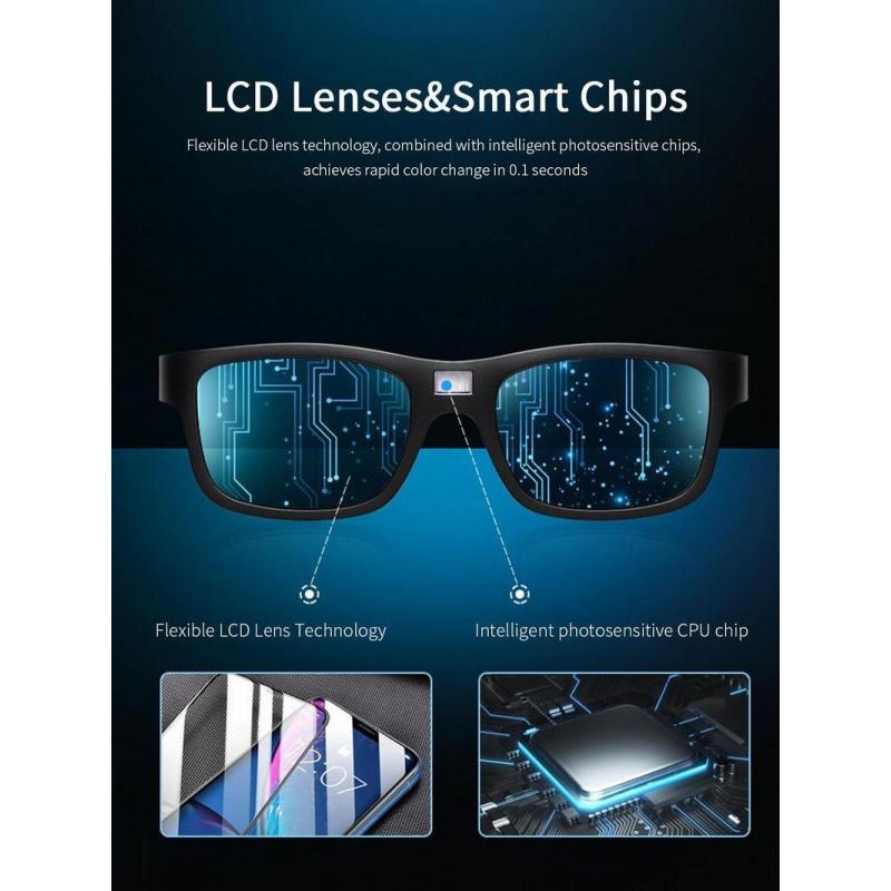 0.1 Seconds Photochromic Polarized Sunglasses Square UV Protection Smart Glasses for Men Women Lightweight TR Frame Durable Eyewear Wearable Card