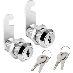 Cabinet Cam Lock, 1"(25mm) Keyed Alike Cam Locks Secure File Drawer Mailbox Tool Box Dresser RV Cylinder Replacement Lock Hardware, Chrome-Finish Zinc Alloy. (2 Pack)