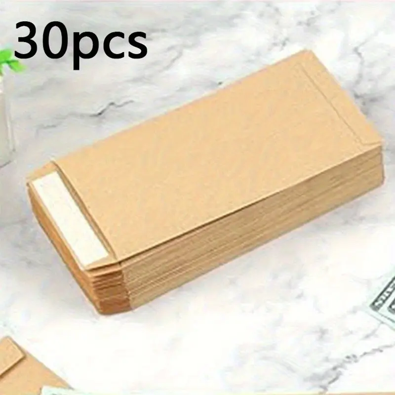 30 Self-Adhesive Cash Envelopes, Cash Envelope System, Small Paper Envelopes, 6.5x3.2 Inches, Reusable Design, Ideal for Coins, Bills, Checks, Budgeting, Organization