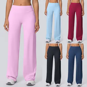 Women Wide Leg Yoga Pants Bottoms Straight Leg Leggings for Women High Waist Stretch Booty Casual Gym Workout Sweatpants