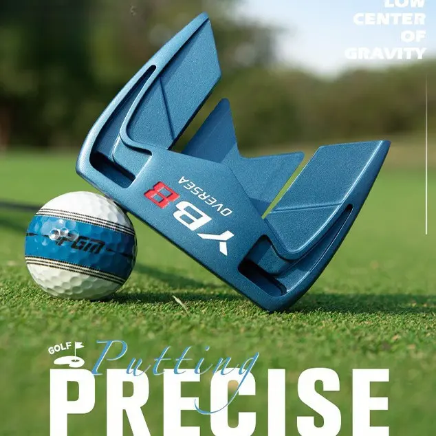 Men's golf putter with arrow aiming line, stable low center of gravity, high forgiveness, single golf putter