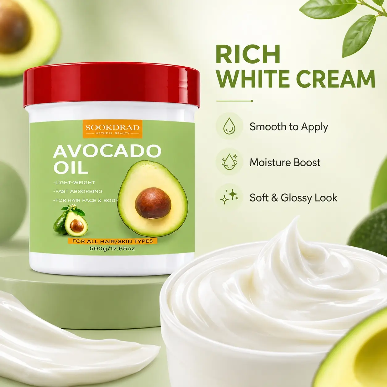 Avocado Oil, Lightweight, Fast Absorbing, For Hair, Face & Body, All Hair/Skin Types, 500g
