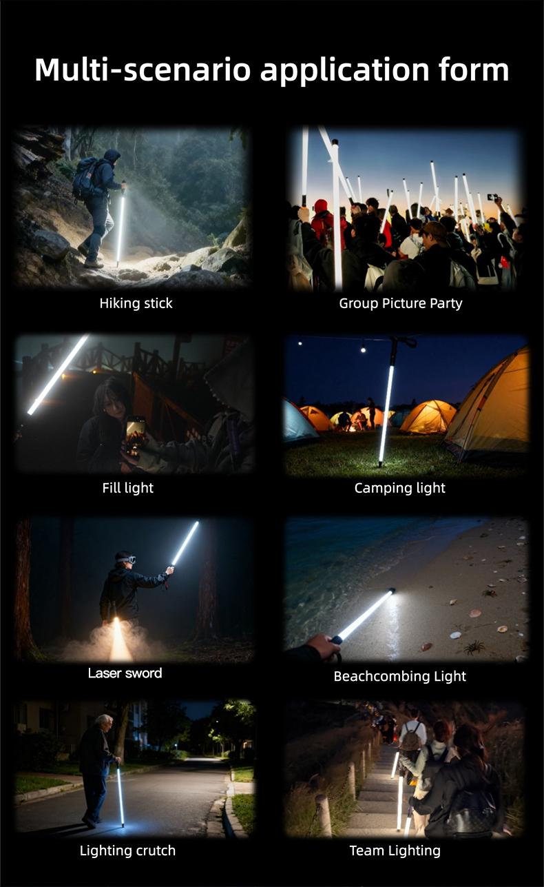 Laser Sword Walking Stick with Ultra-Bright LED Light| Rechargeable & Waterproof Hiking Staff for Seniors & Outdoor Enthusiasts, Perfect for Night Hiking, Camping, and Safe Exploration in The Dark