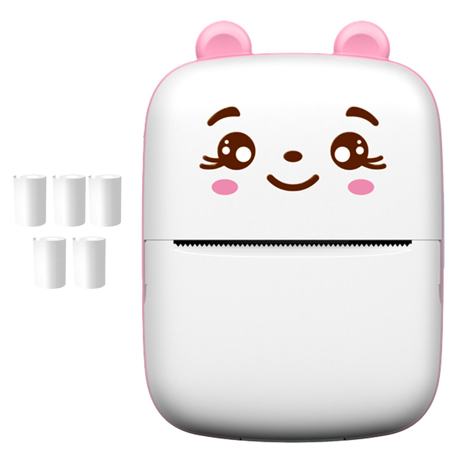 Kids Bluetooth-compatible Printer Gift Set, Portable Mini Wireless No Ink Printer with 5 Paper Rolls & Color Pens, Perfect Birthday Xmas Gift