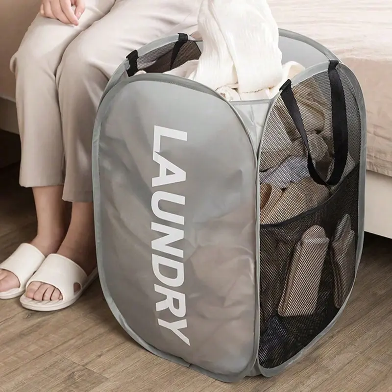 Foldable Laundry Basket with Handle, Home Storage Bin for Dirty Clothes, Durable Organizer for Bathroom & Closet Use, Laundry Hamper
