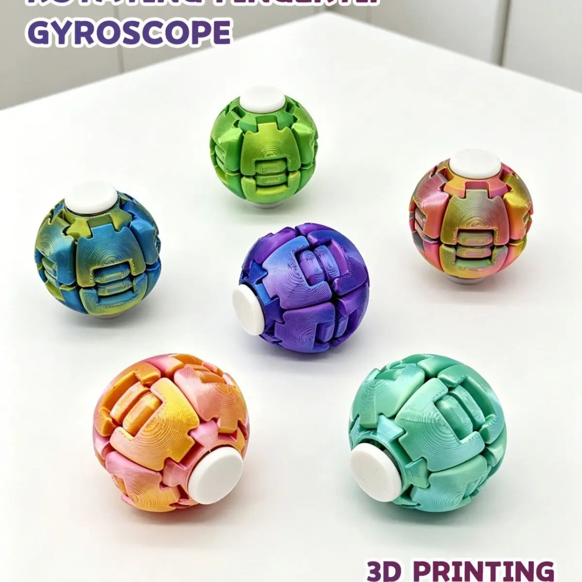 3D Printed Press-to-Spin Transforming Fidget Ball, Dual Play Design, Visual and Tactile Therapy, Ideal for Office, Commute, Study, Stress Release, Decompression Sensory Fidget