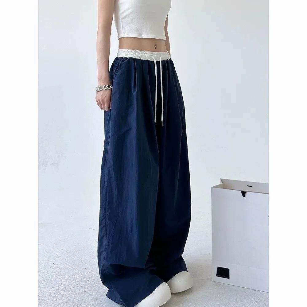 High Street Women's Wide Leg Pants Drawstring Y2K Gothic Hip Hop Lady's Cargo Pants Hotsweet Matching Female Trousers Summer New