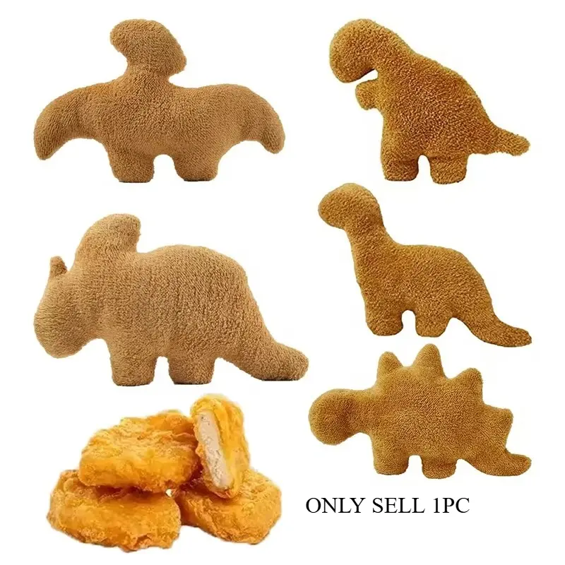 Simulate Plush Dino Nugget Pillow Baby Sensory Toys Soft Huggable Stuffed Animal Dinosaur Chicken Block Doll Plush Toy Gift