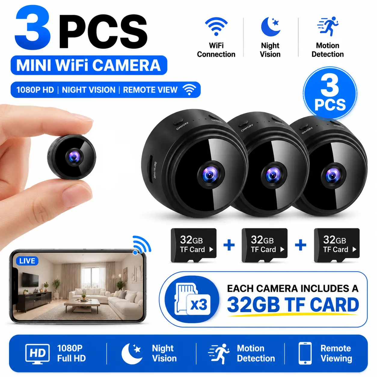 A9 Mini Wireless Camera – 1080P HD Mobile Surveillance with Motion Detection| Smart Home & Baby Care Monitor