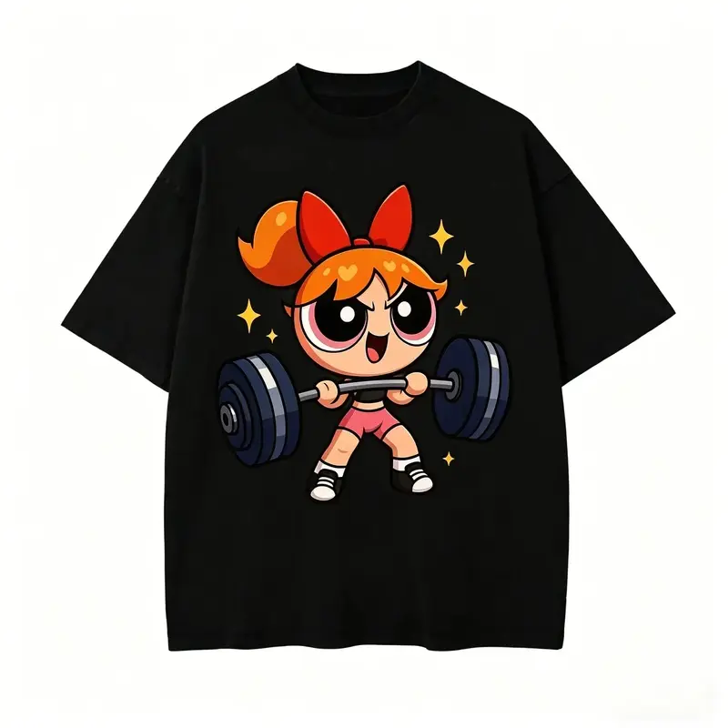 Cute Y2k Blossom #   Powerpuf Gym Girl Graphic Tee, Y2K #   Powerpuf Fitness, Girl Power Weightlifting, Bodybuilding Shirt, Pump Cover Gym Tee for Men Women, Youth & Adult