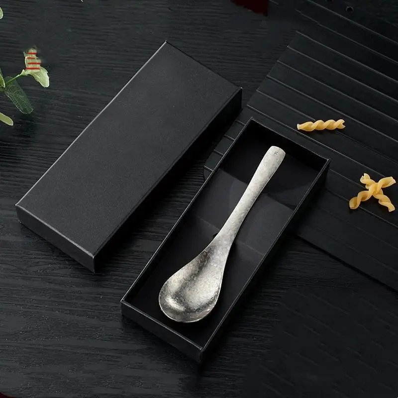 99.981% Pure Titanium Children's Soup Ladle - LFGB Certified, 99.9% Anti-Bacterial Plain Titanium Spoon, Well-Packaged Newborn Babies Gift
