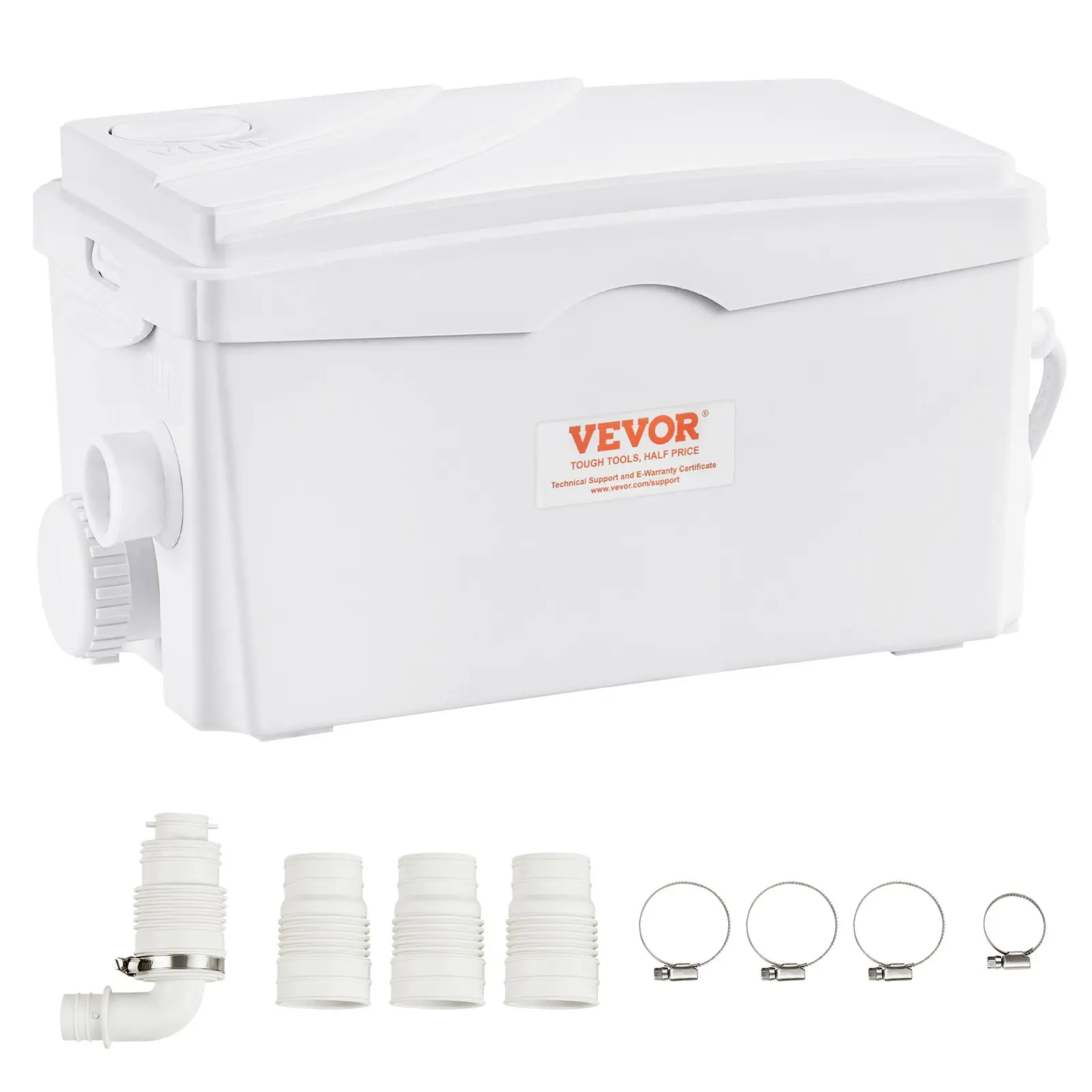VEVOR Macerator Sewerage Sump Pump, 350W Power, 6000 L/h Flow, 23 ft/7 m Head, 3 Water Inlets, Upflush Machine for Basement, Kitchen, Laundry Waste Water Disposal