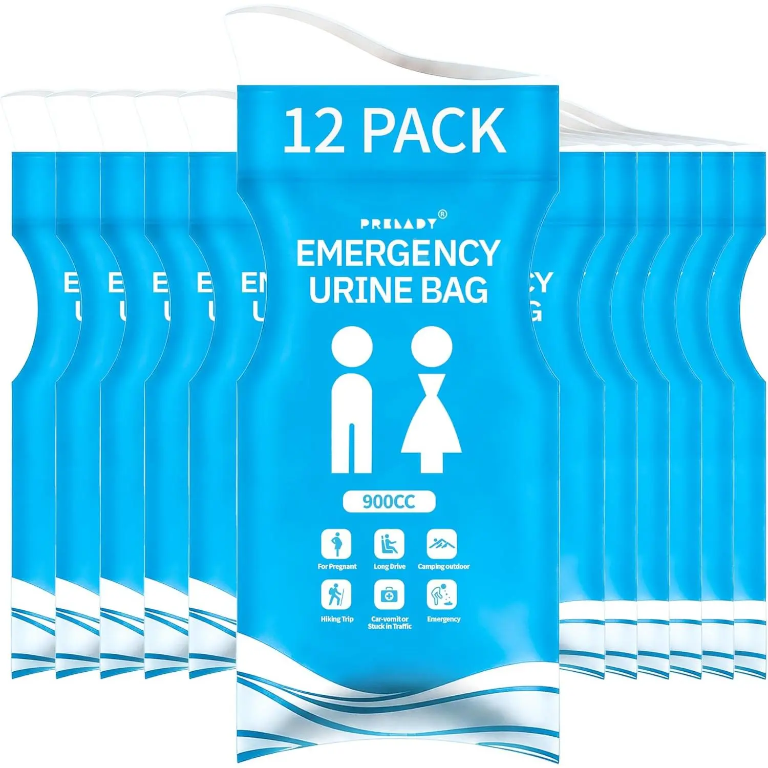 Portable Disposable Urinal Bags 12 Pcs 900CC Unisex for Travel Camping Long Trips Car Emergency Kit