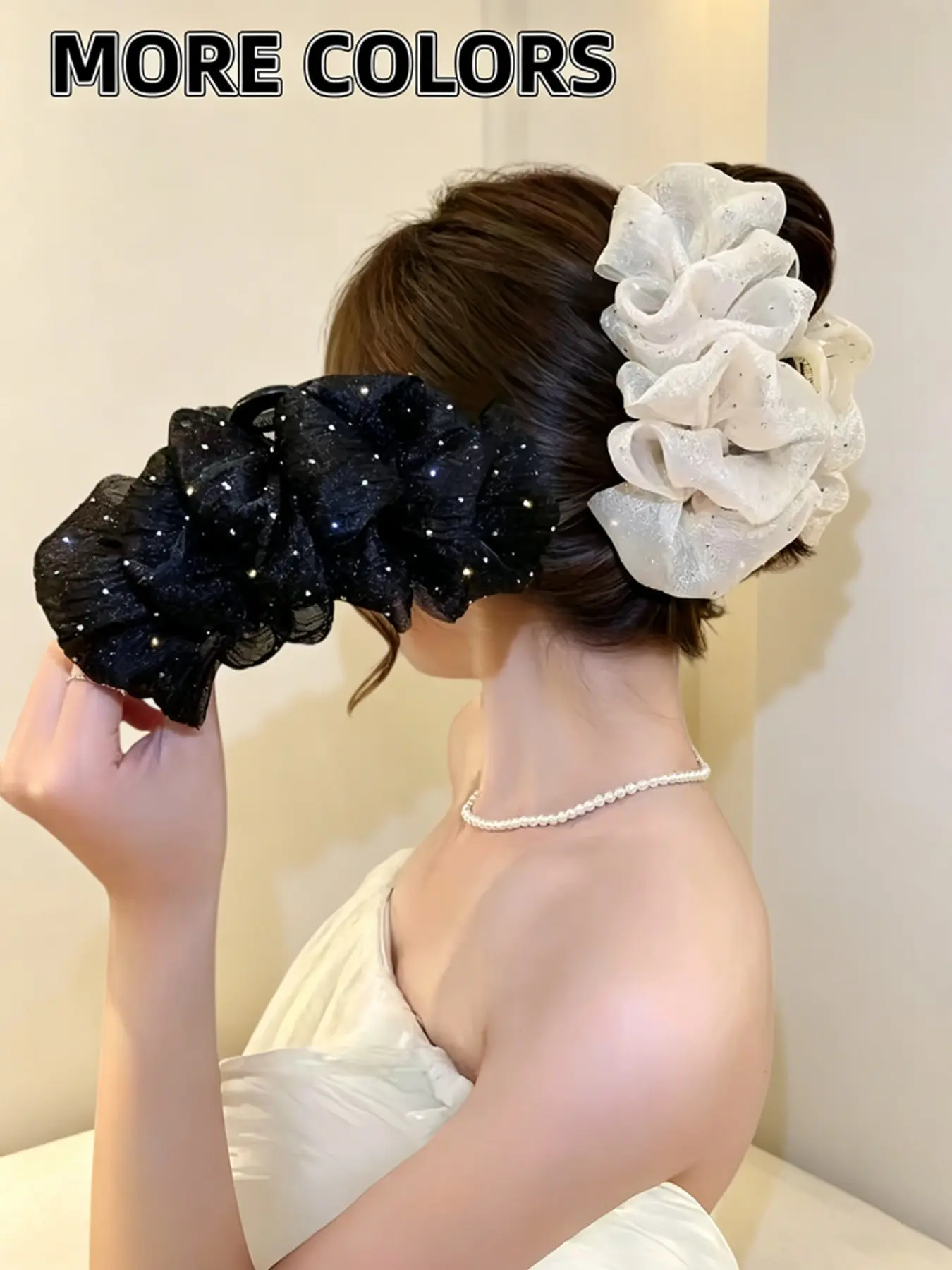 1 piece of rhinestone bow cloud bubble gauze starry bubble hair clip, large satin bow elegant hair clip suitable for women and girls, chiffon bubble styling accessory makes hair more beautiful, suitable for all occasions and daily fashion