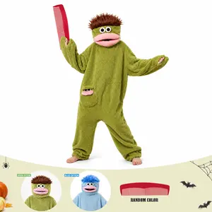 Funny Big Mouth Monster Frog Onesie for Adults, Silly Plush Hooded Costume Jumpsuit, Unisex Cosplay Pajamas for Halloween, Party & Loungewear