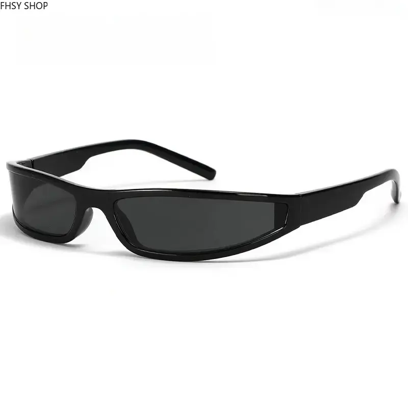 Y2K Cyberpunk Narrow Sunglasses Unisex, Wrap Around UV400 Protective Shades, Retro Futuristic Sporty Eyewear for Gym, Skate, Beach & Trendy Daily Looks