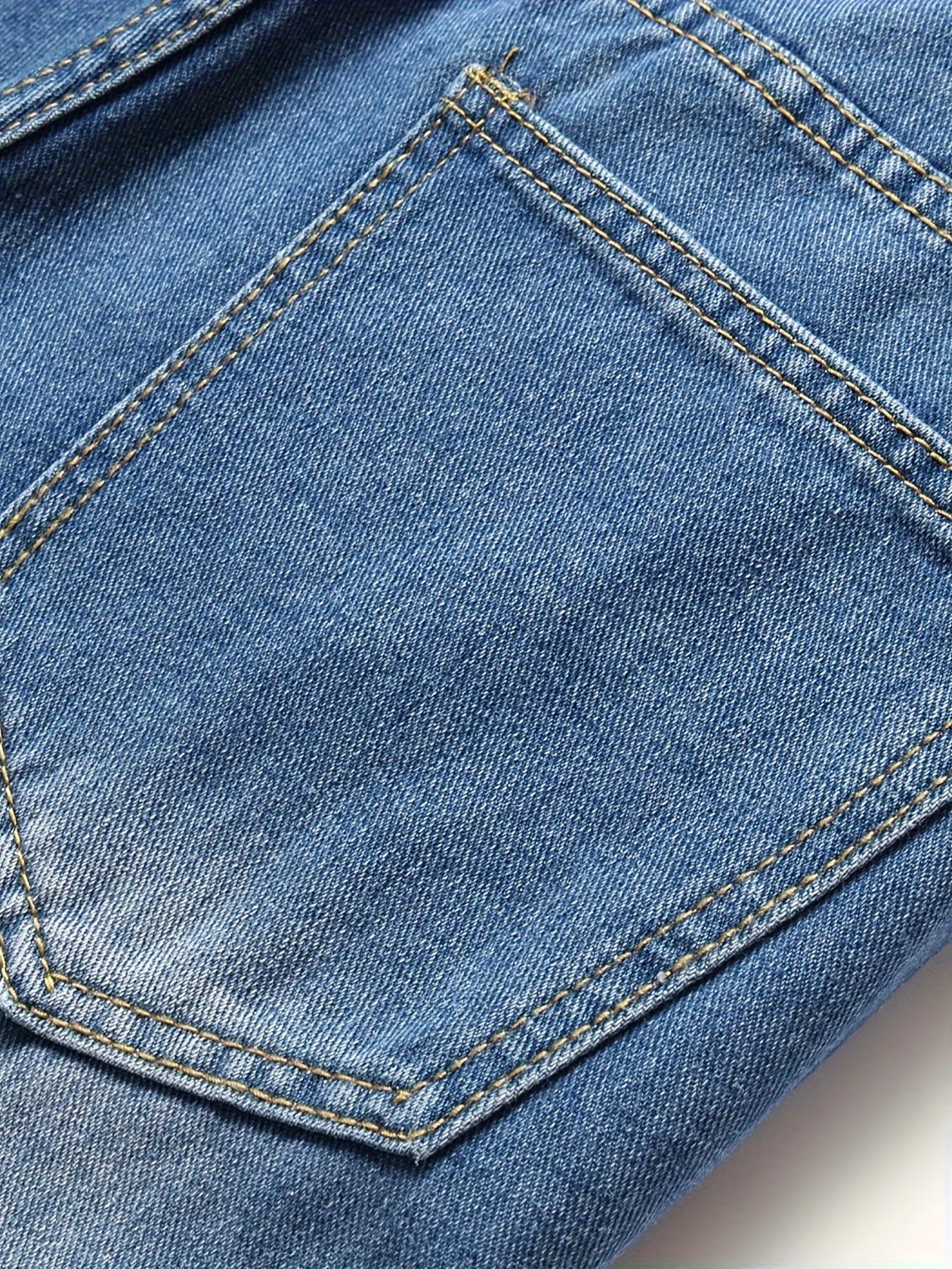 Men's Casual Skinny Fit Jeans, Ripped & Patchwork Embroidered Design, Men's Versatile Street Style Denim Pants For All Seasons