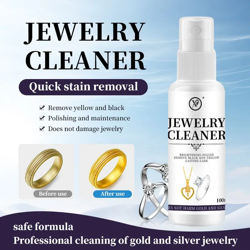 Jewelry Cleaning Spray Cleaner 100ML, Quick Oxidation Rust Remover, Advanced Clean Gentle Formula for Gold Silver Diamond Jewelry, Restores Shine, Safe and Non-Damaging