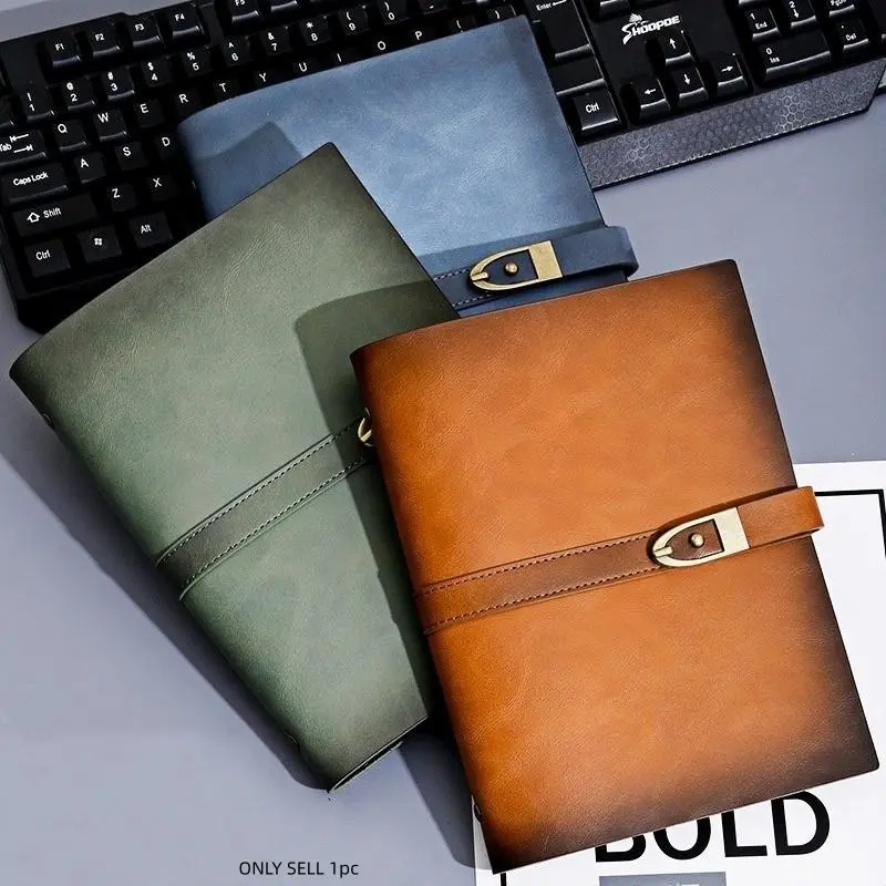 Genuine Leather Travel Notebook with Cowhide Cover, Removable Loose Leaf Design, 200 Pages of Lined Paper for Planning and Journaling