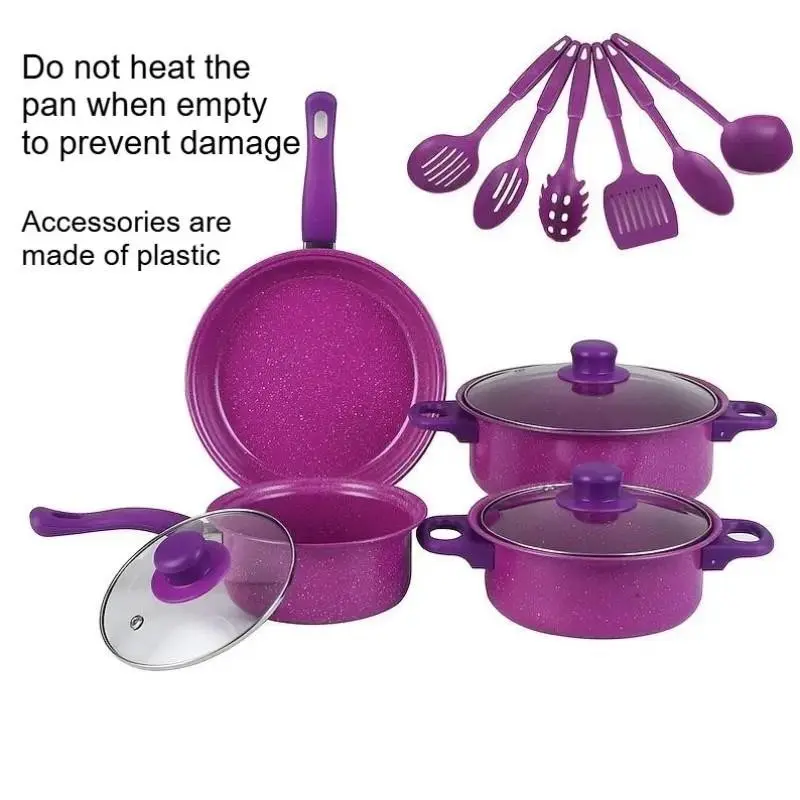 13-Piece Non-Stick Cookware Set, Nonstick Pots Pans Sets, Cooking Pan Set, Includes Soup Pot, Milk Pot, Fry Pan, Spatula, Multifunctional Kitchen Tools, Durable Design