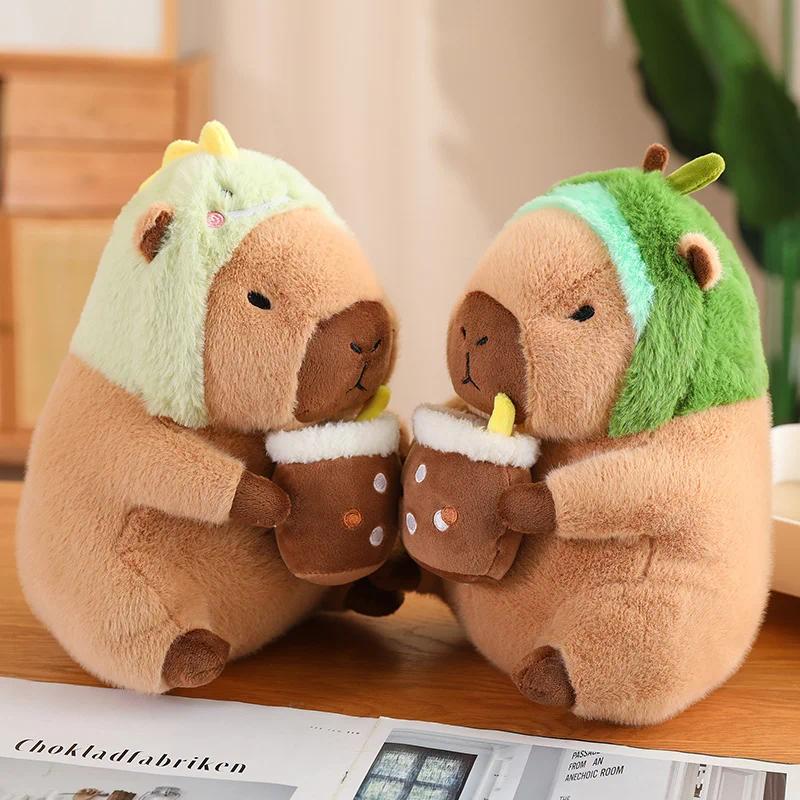 Capybara Plush Toy Simulation Capibara Unicorn Dinosaur Dress Boba Bread Fruit Food Decor Birds Bubble