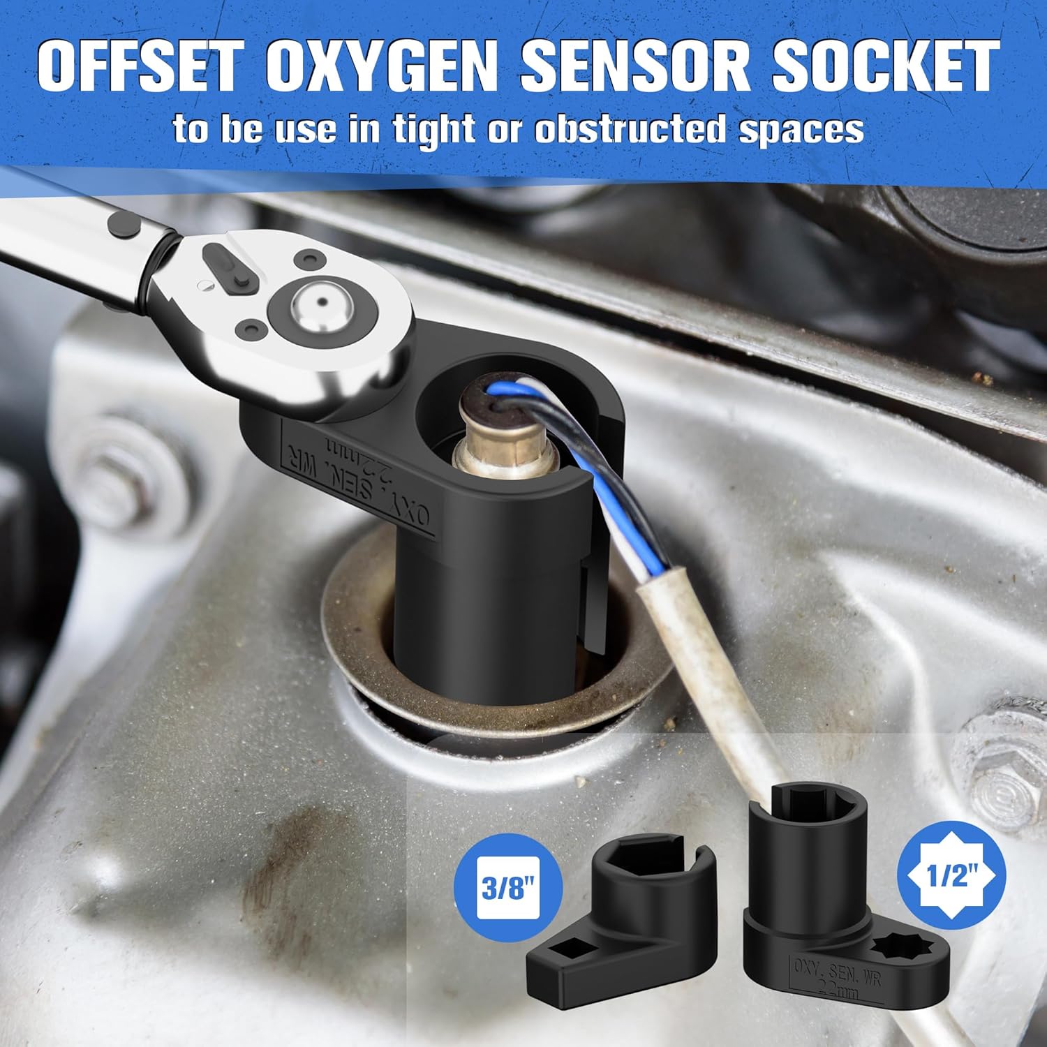 12-  Sensor Socket Set & Thread Chaser Set, with 22mm 27mm 29mm 7/8" 1-1/16" Sockets 1/2" 3/8" Drive, for Oil , Vacuum, Thermal Sensors