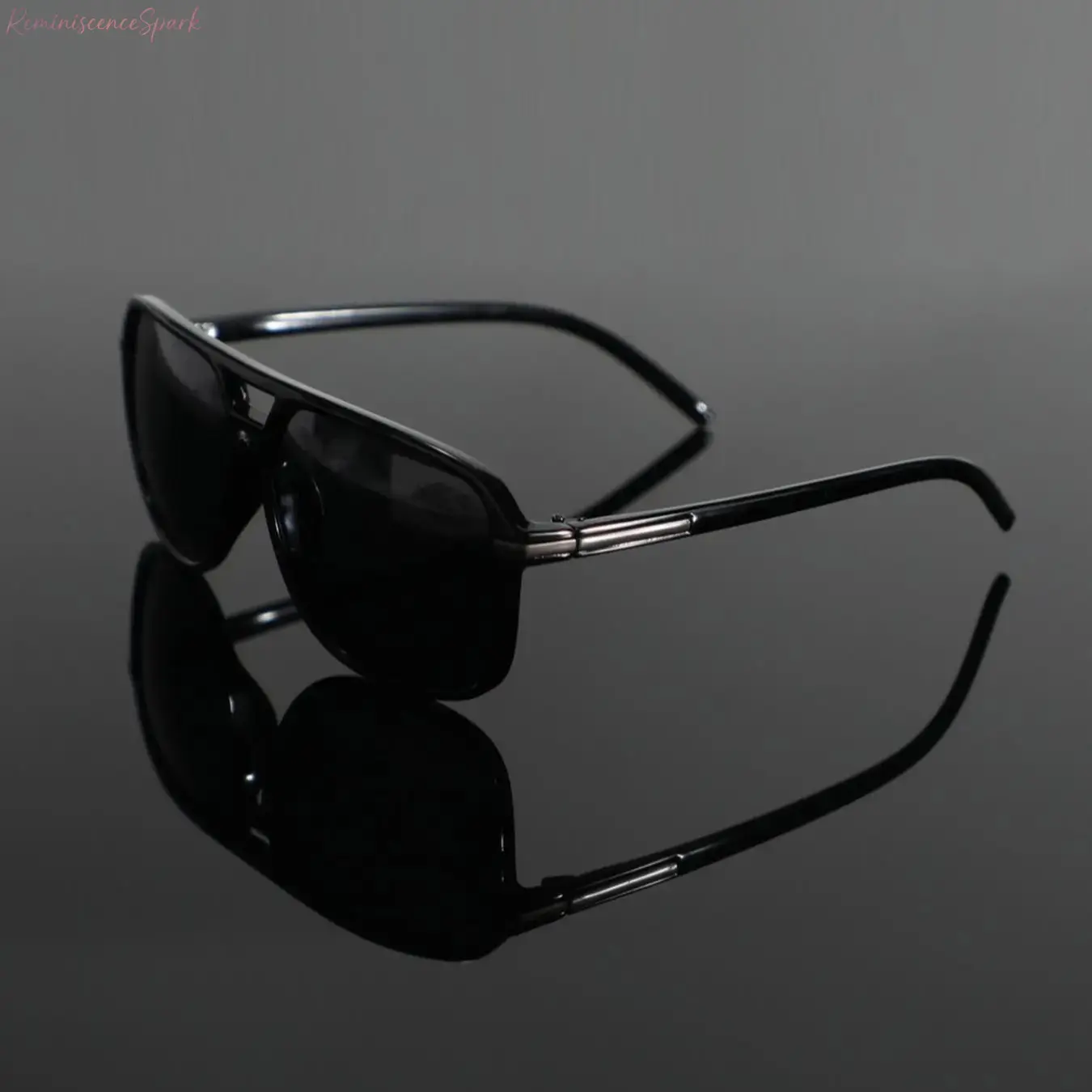 Men's Unisex Double Bridge Square Sunglasses - 1 Size Vintage Formal Street Shades, Lightweight UV400 Anti-Glare Fashion Eyewear for Office Commutes, Driving, Men's Sunglasses, One Size