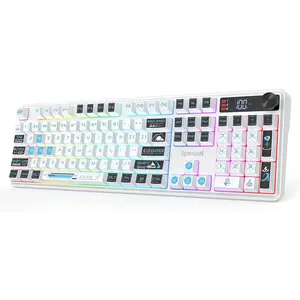 Redragon K526 PRO RGB Wireless Membrane Gaming Keyboard, 104 Keys Mechanical-Feel Keyboard w/LED Info Display, Media/Backlit Knob Control, Smooth Linear Switch & Software Supported summerwins