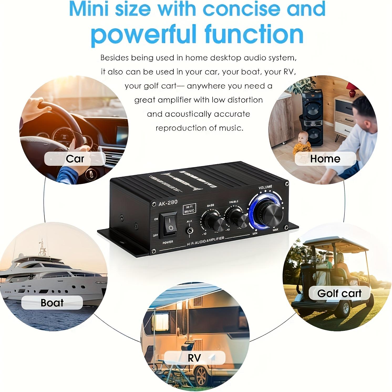 2.0-Channel Audio Amplifier Module, 200W Peak Power Stereo Amp, Low Distortion Home Theater Audio Board, Heavy-Duty Aluminum Car Stereo Receiver, 12V DC Compact Amp for Bookshelf Speakers