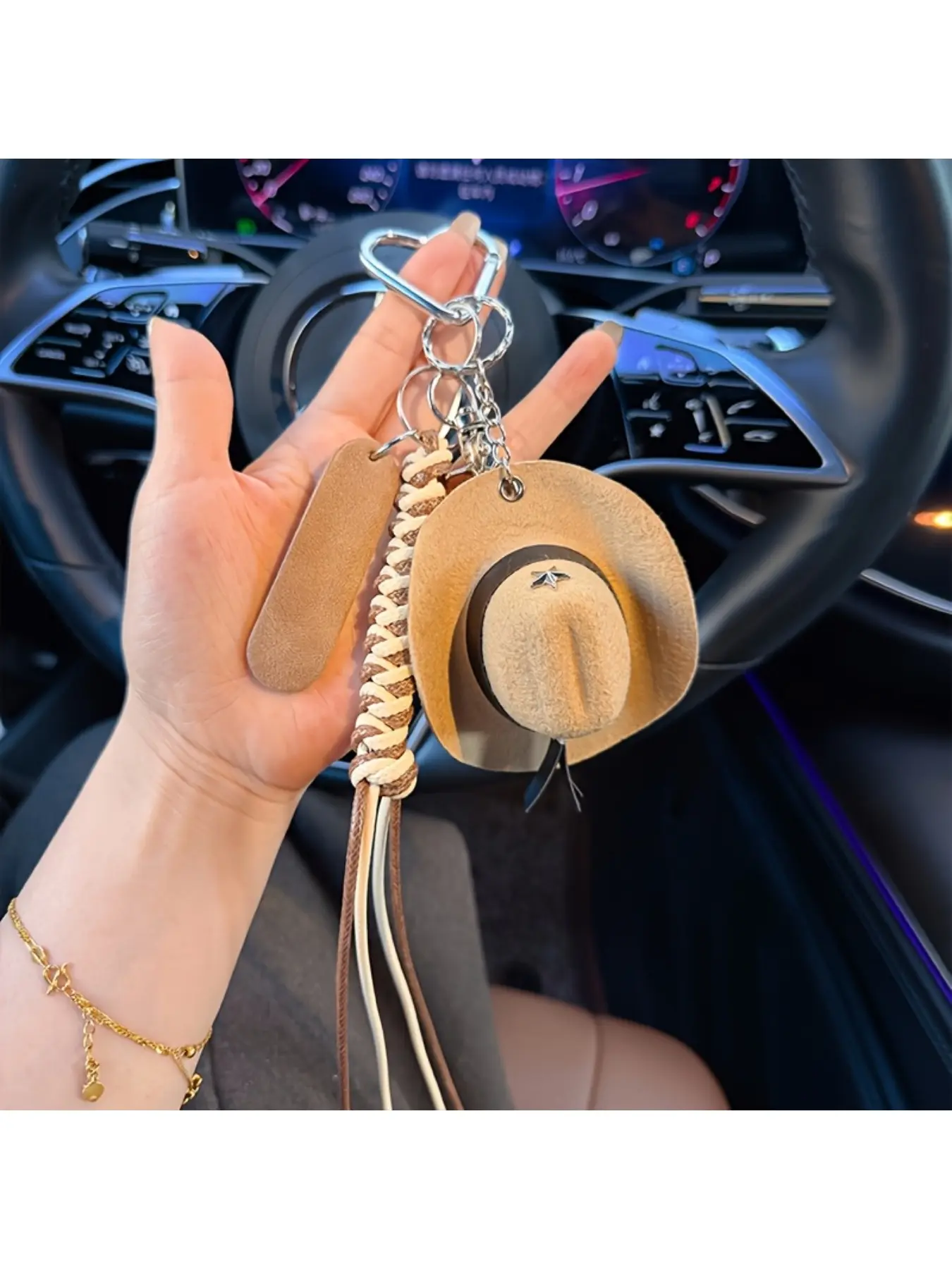 Fashion Hand-woven Rope Denim Hat Keychain Series, Creative Mini Five-pointed Star Hat Bag Charm, Cute Car Key Chain, Key Chain Charms
