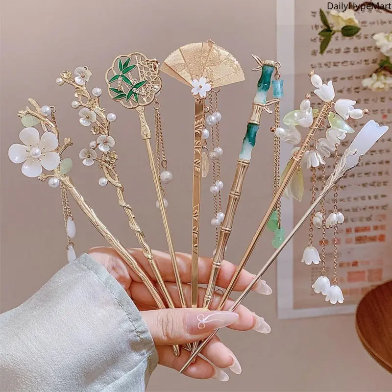 8Pcs New Traditional Chinese Hairpins, Elegant Hanfu Hair Accessories,clothes for back to school,first day of school outfits