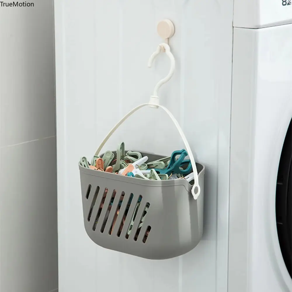 Modern Wall-Mounted Hanging Shower Caddy Basket, Solid Color No-Drilling Shower Organizers with Hook, Bathroom Accessory for Dorms, Bathroom Accessories Organizer, Storage Organizer