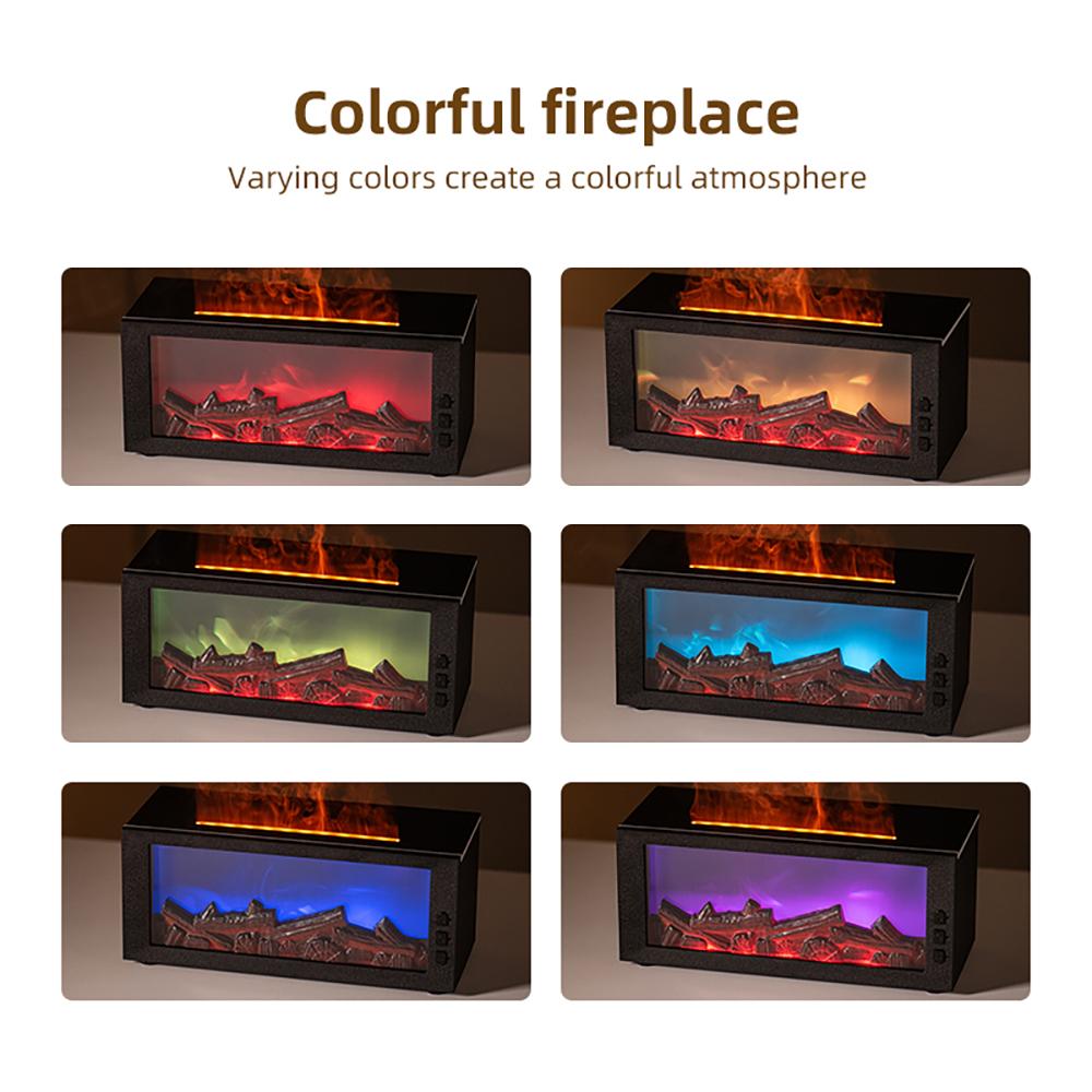Colorful Flame Fireplace Aroma Diffuser 300ml Waterless Auto-Off Air Humidifier with Timer Remote Control for Home Bedroom Gift auto-off protection bourbon  humidifier home fragrance