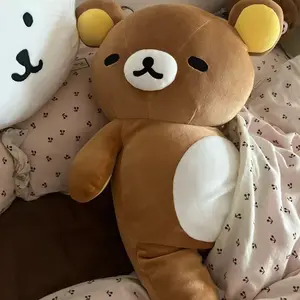 New large size 90CM tilted head Rilakkuma doll pillow, doll soothing fat house bear sleeping doll, sleeping sofa bed decoration