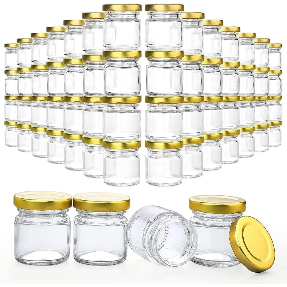 60 Pack Small Glass Jars with , 1.5 oz Mini Honey Jars, Candle Jar for Candle Making for Gifts, Crafts, Spices, Wedding, Party Favors