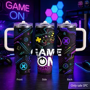 cool Game controller design Vacuum Flasks 40oz 3rd Gen Vacuum Insulated Tumbler with Handle & Straw Lid, Leak-Proof Stainless Steel Travel Mug for Water, Coffee, Gym, Office, Car Cup Holder