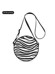 2D Printed Black & White Striped Lightweight Women's Crossbody Bag, Multi-way Wear for Commute, Outdoor, Travel & School, Great Gift for Ladies