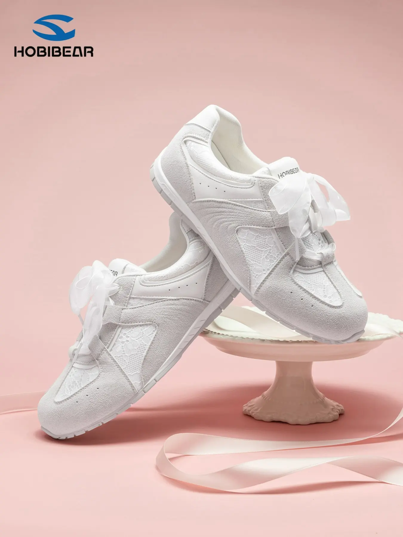 Hobibear Ballet Lace Agan Shoes, Thin Breathable Anti-Slip Lightweight Fashion Versatile Commuter Casual Shoes, Comfortable and Stylish