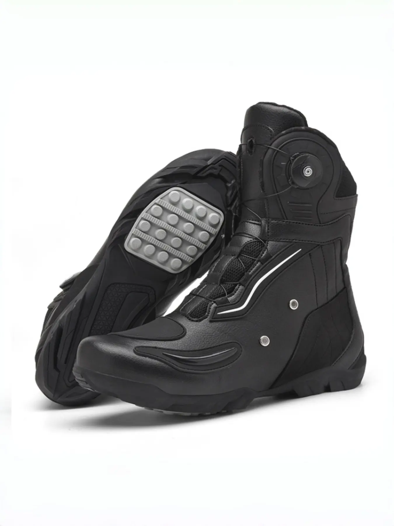 Motorcycle Riding Shoes, Unisex PU Leather Sneakers, Anti Slip Boots, Anti-Slip Breathable Rubber Design, Above Ankle Height, Sporty Style, Couples' Choice