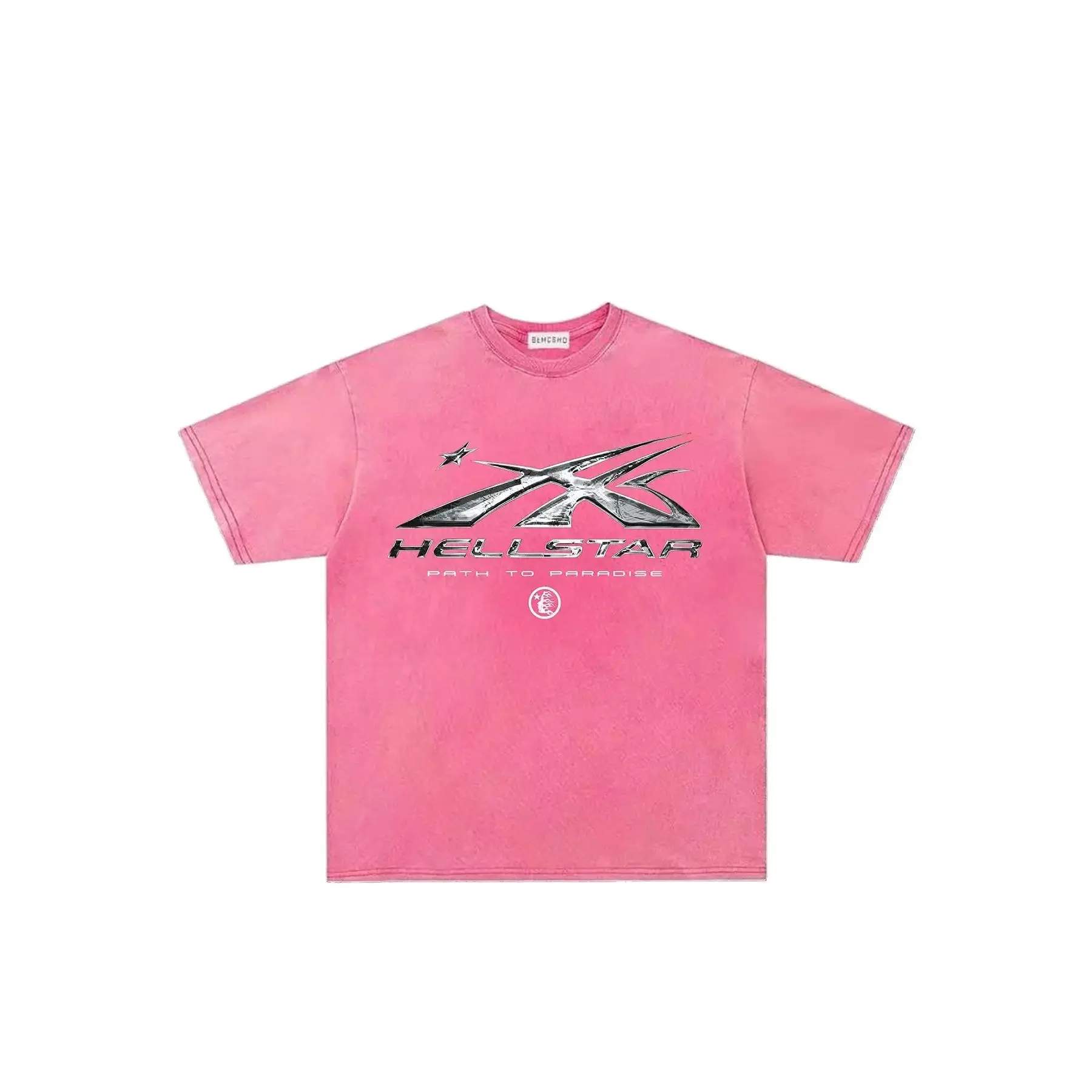 Streetwear Graphic T-Shirt, Unisex Vintage Washed Top with Star and Flame Print, Casual Fit and Short Sleeves, Shortsleeve, Graphic Print, Casual Wear