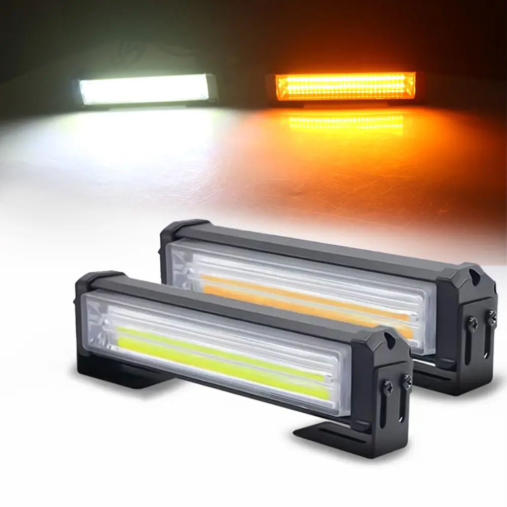 COB 2-in-1 Strobe Light for Work & Warning, 12V/24V Multi-Function Emergency Lamp for Truck Boat ATV, Flashing Light Bar