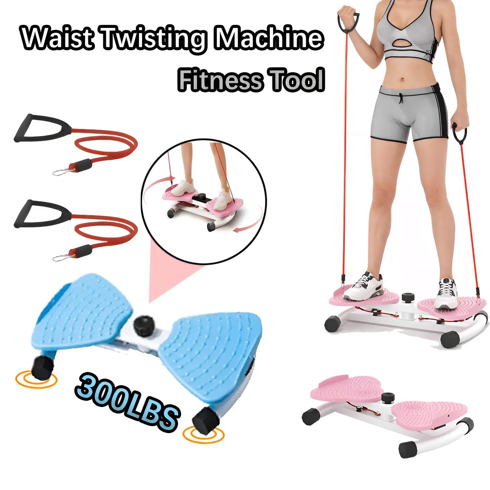 Waist Twister, Waist Twister Ab Machine with 300 lbs Weight Capacity Anti-Slip Twist Board | Noiseless, Non-Slip + Resistance Bands | Waist Sculptor – Perfect for Home Gym Daily Exercise