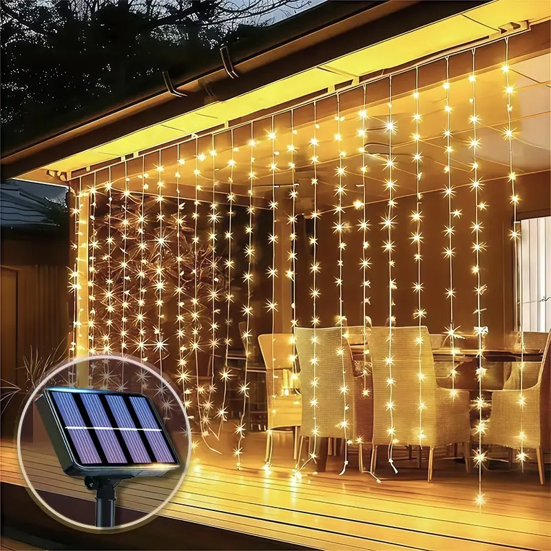 LED Solar Curtain Lights, Garden Festival Decorative Light Strips, Bedroom Atmosphere Lighting, Ideal for Bedrooms, Outdoor Spaces, Courtyards, Gardens, Balcony Weddings, Christmas Decorations, Festive Decoration, Party Decorations