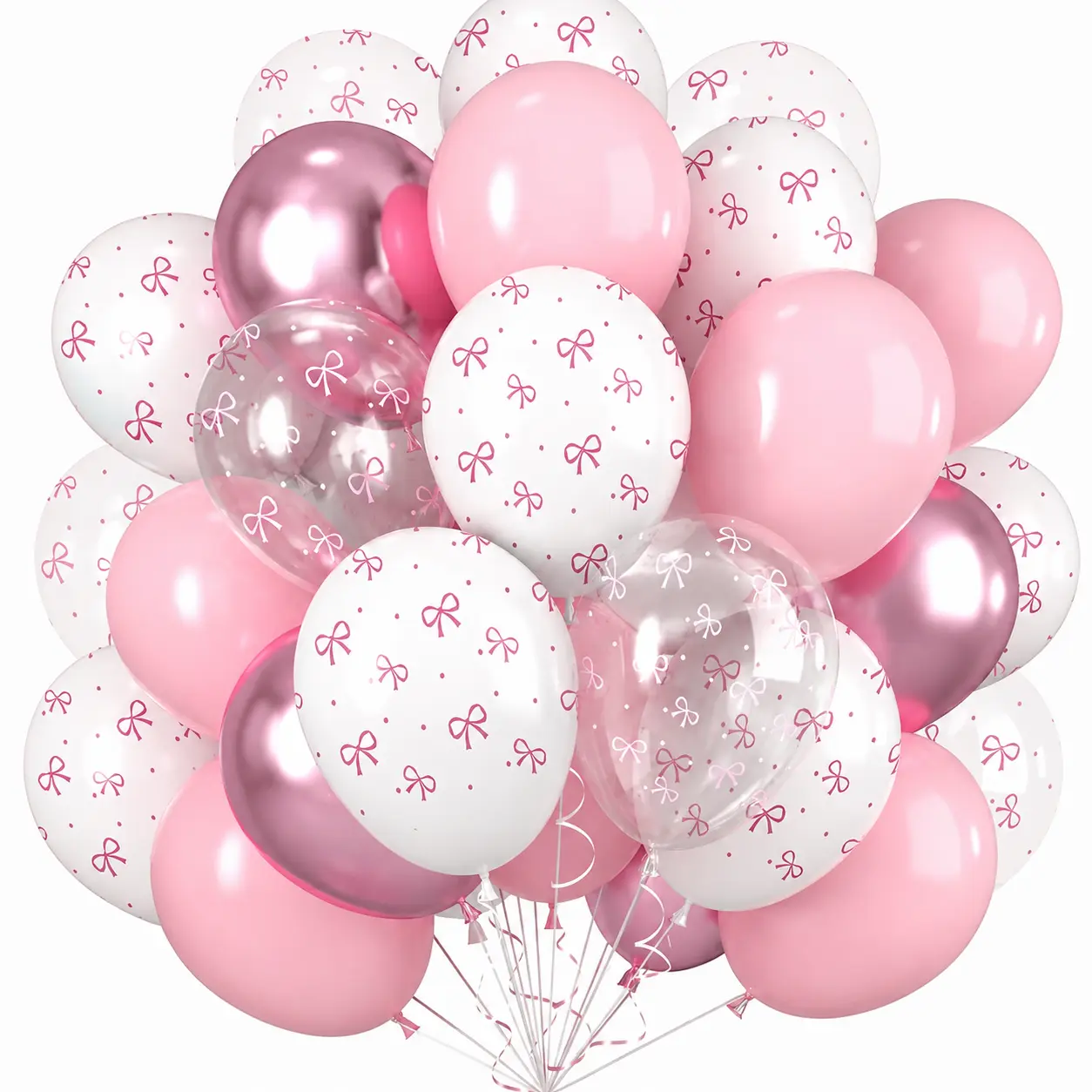 Premium Natural Latex Balloons with Elegant Bow Pattern - Bulk Pack for Birthday Party, Wedding Photo Backdrop, Event Decor - Home & Festive Party Supplies for Creative Arrangements