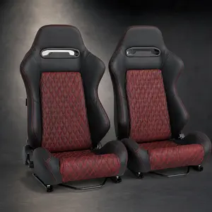 ARCH Universal Racing Seat for Car Owners, 165° Adjustable Backrest, Dual Lock Sliders, PVC Carbon Fiber Leather, Waterproof High-Elastic Sponge, Sport-Inspired Upgrade, Black+Red, Fits Most Car Models, 22.45x20.87x38.58in